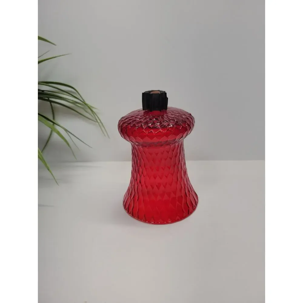 Vintage Homco Ruby Red Diamond Point Quilted Glass Peg Votive Candle Holder Cup
